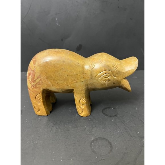 Antique Hand Carved Baby Hippo Sculpture Soapstone Mid Century - Picture 4 of 12